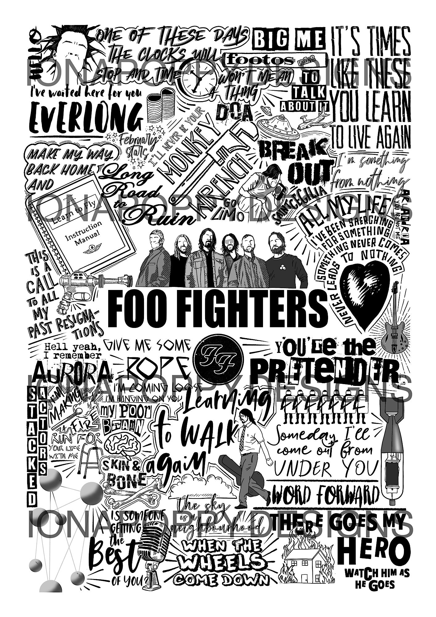 Foo Fighters - Greatest Hits Lyric Print | Doodle
