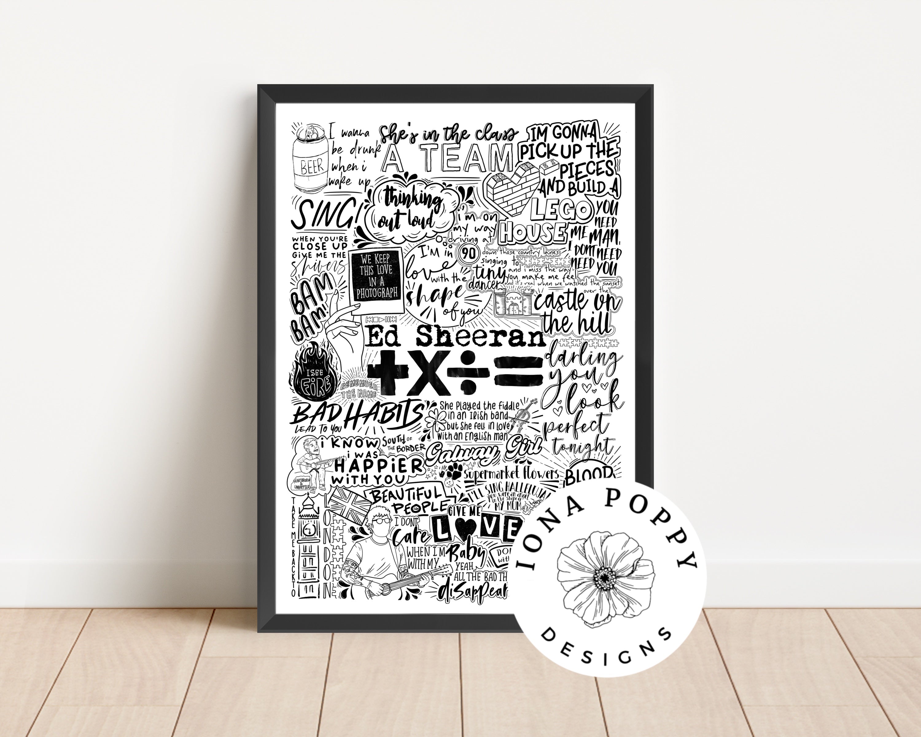 Ed Sheeran Greatest Hits Lyric Print Iona Poppy Designs ed-sheeran-greatest-hits-lyric-print-iona-poppy-designs