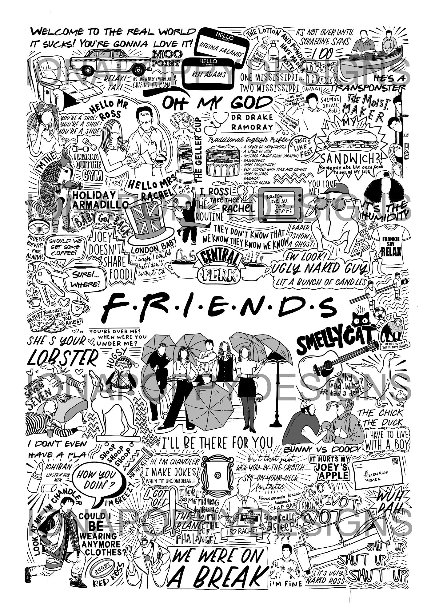 Friends - The One With All The Quotes - Print | Doodle