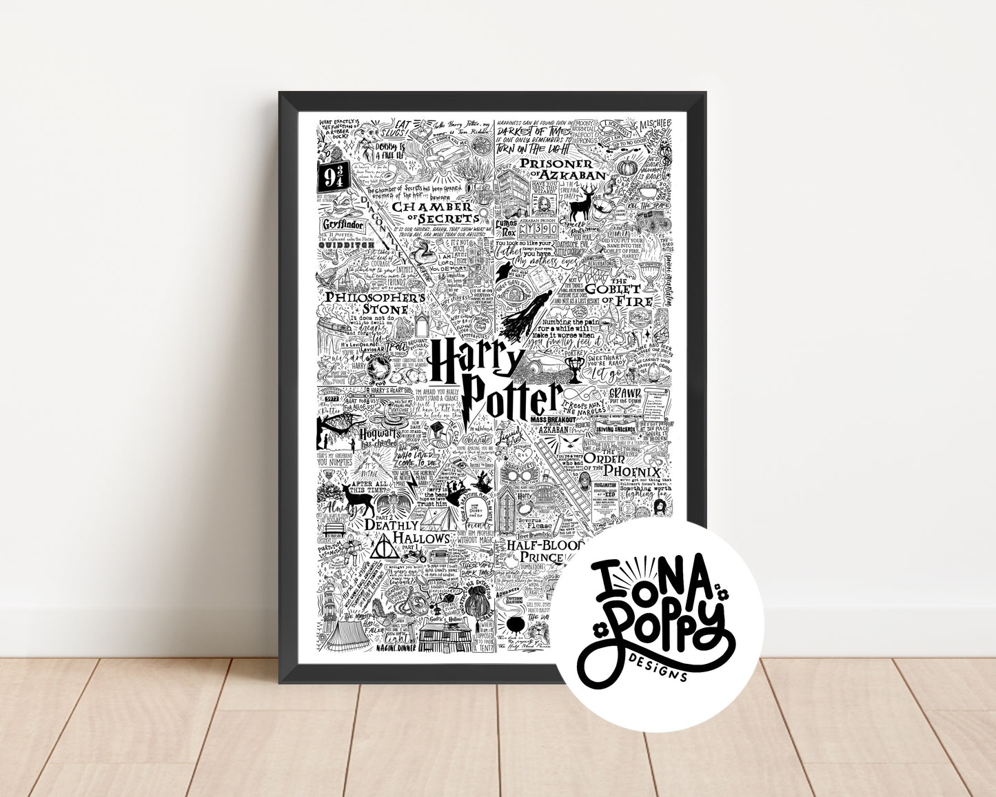 Harry Potter - Movie Quotes Doodle Print