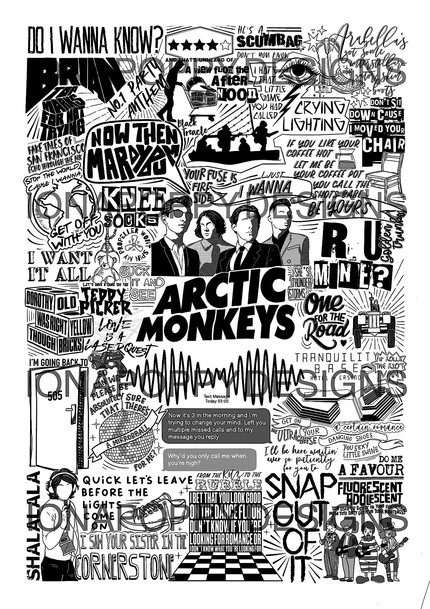 Arctic Monkeys - Greatest Hits Lyric Print | Doodle