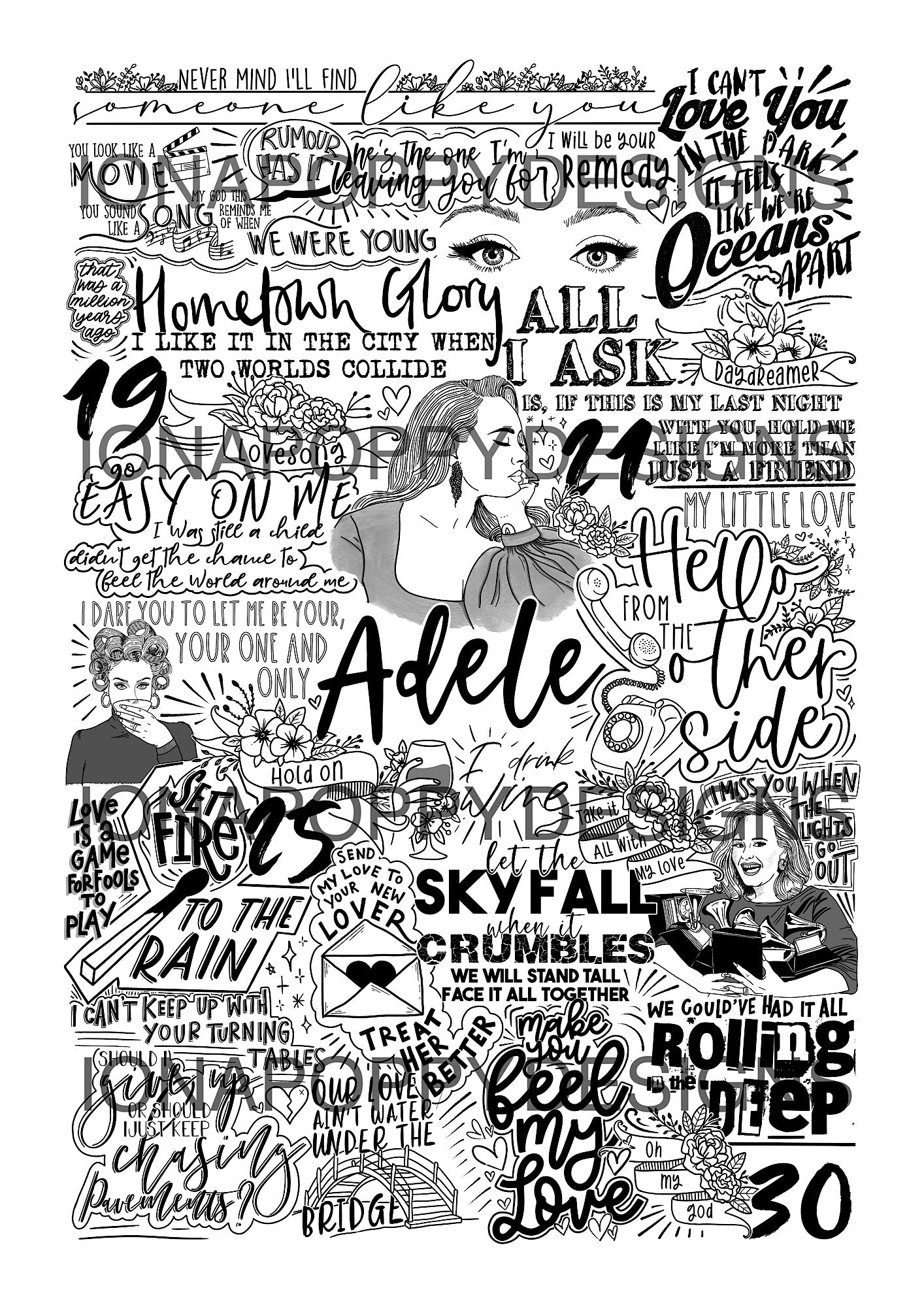 Adele - Greatest Hits Lyric Print | Doodle