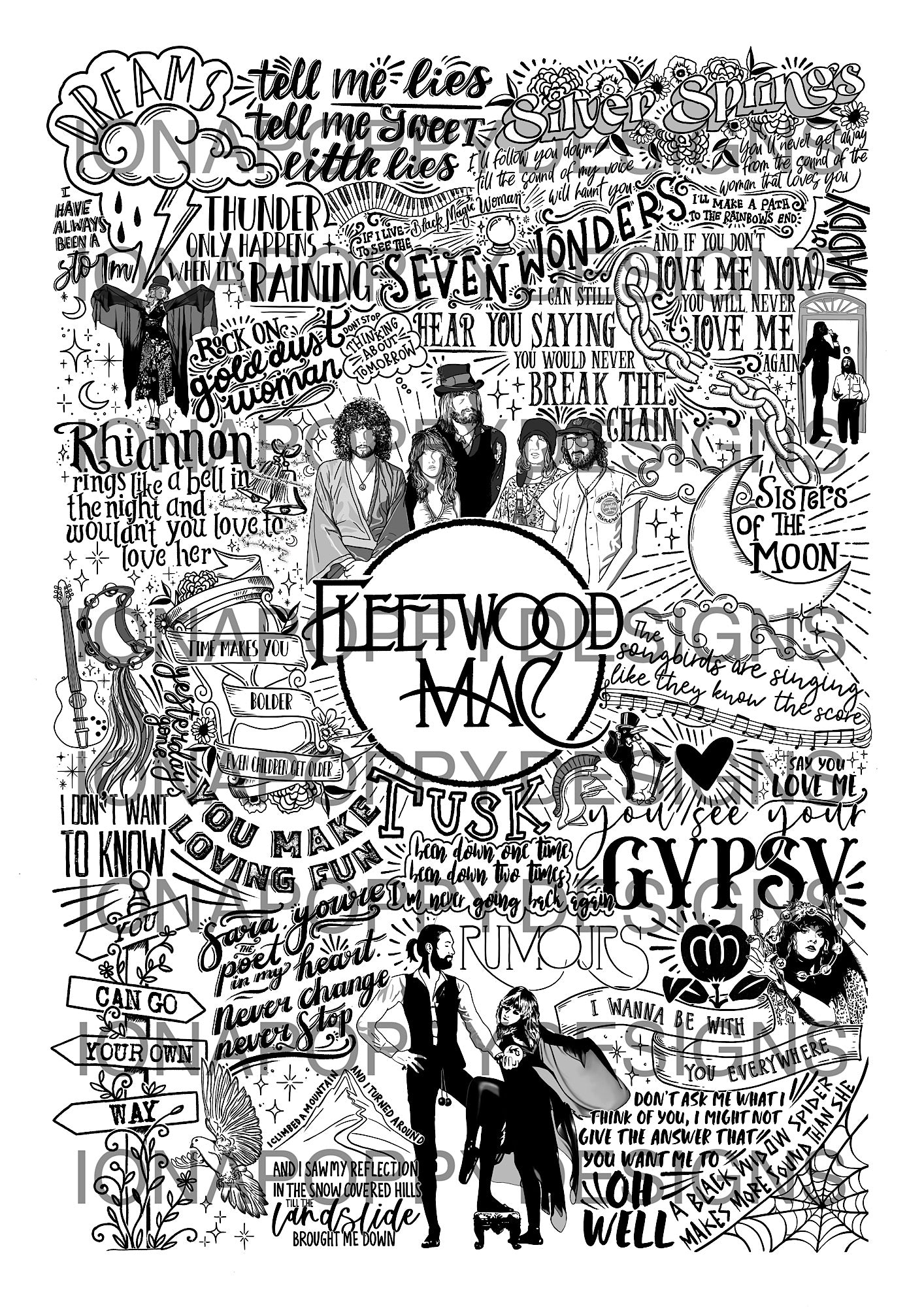 Fleetwood Mac - Greatest Hits Lyric Print | Doodle