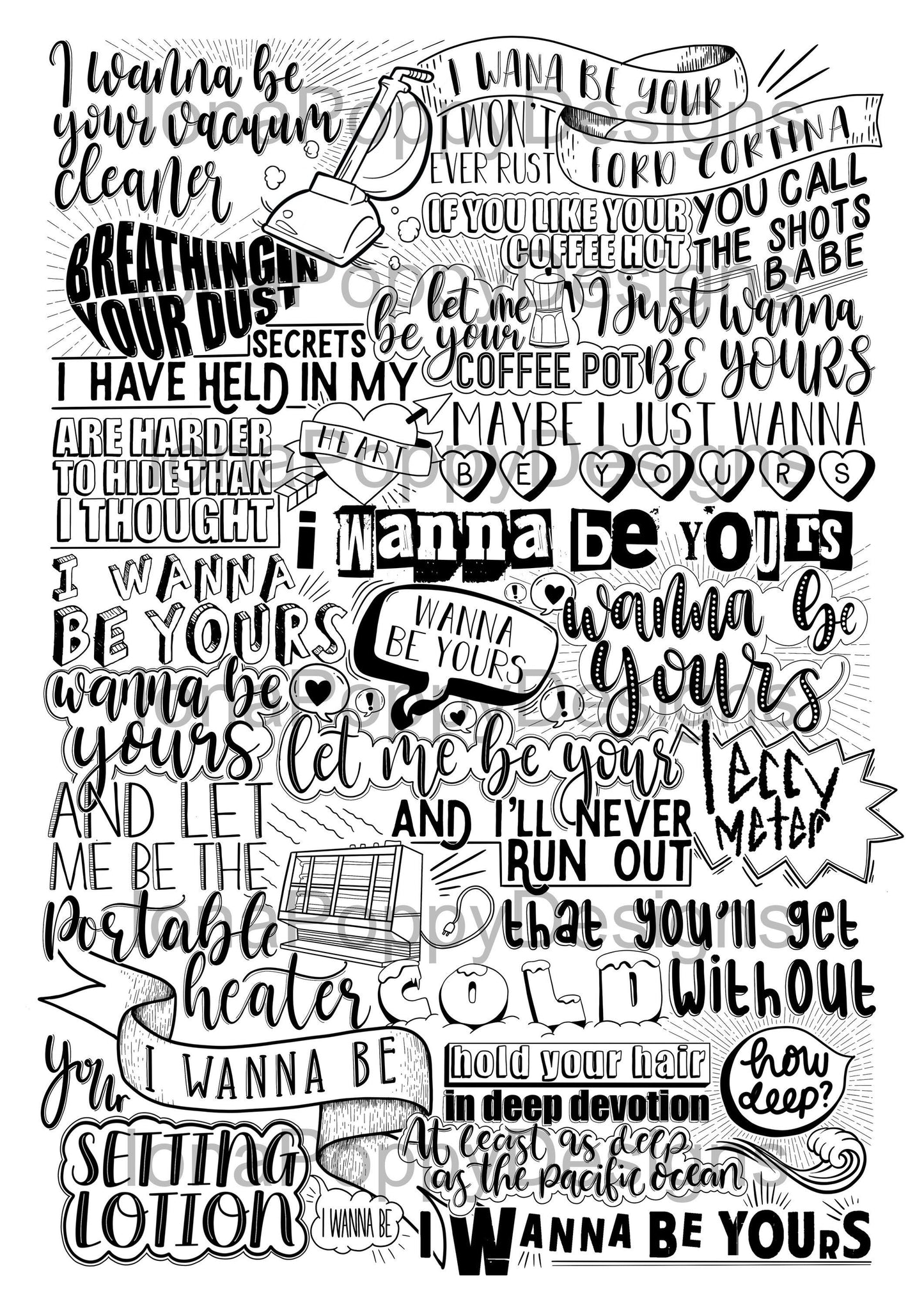 Arctic Monkeys "I Wanna Be Yours" Lyric Print