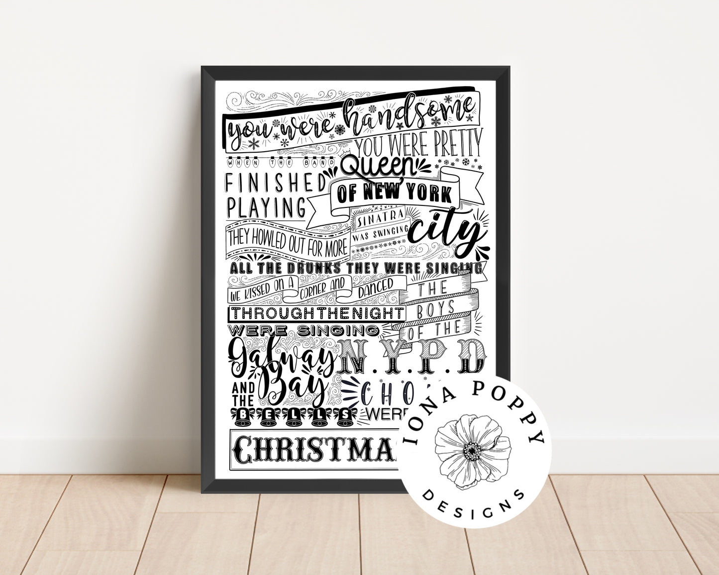 The Pogues - Fairytale Of New York Lyric Print