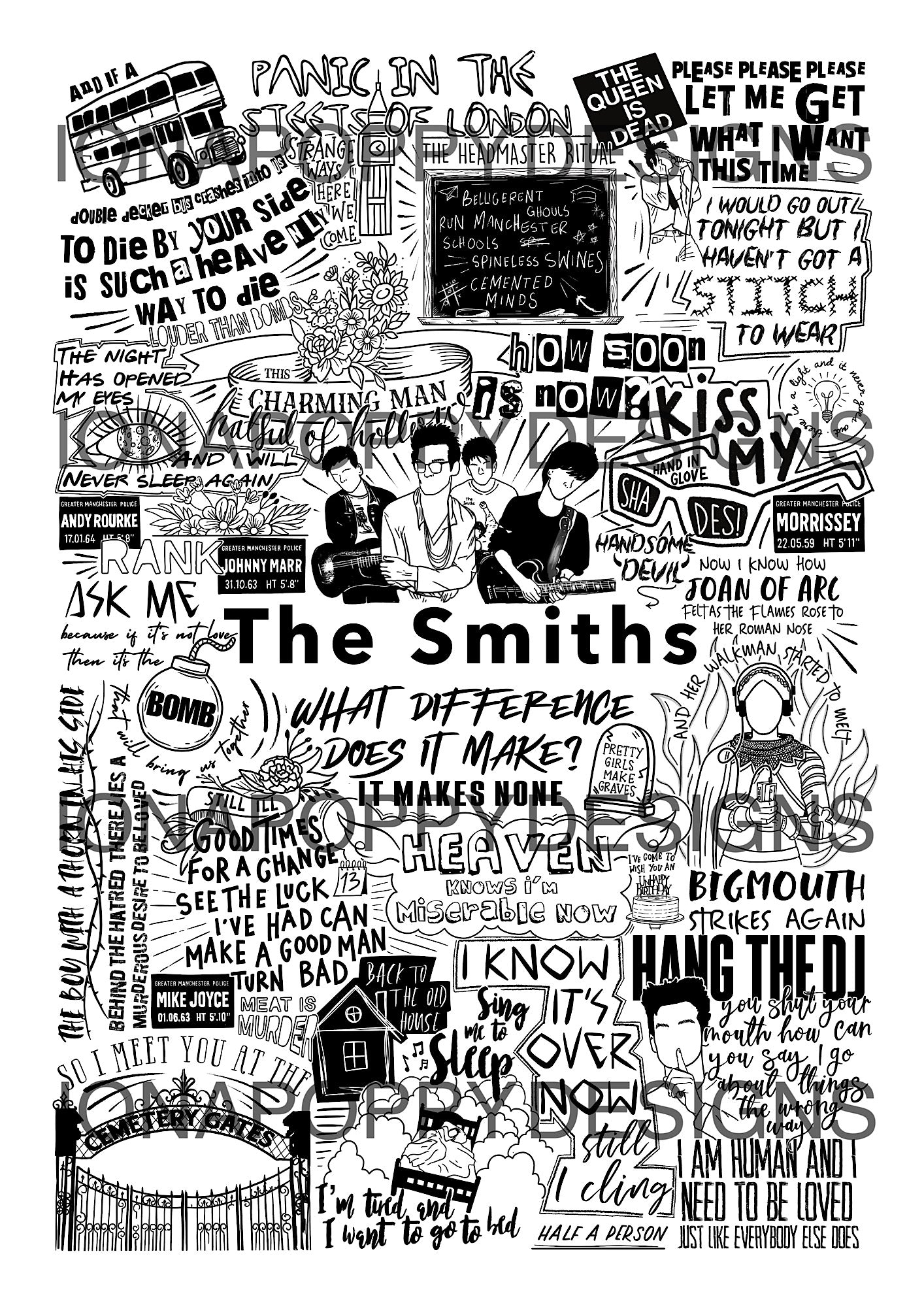 The Smiths - Greatest Hits Lyric Print