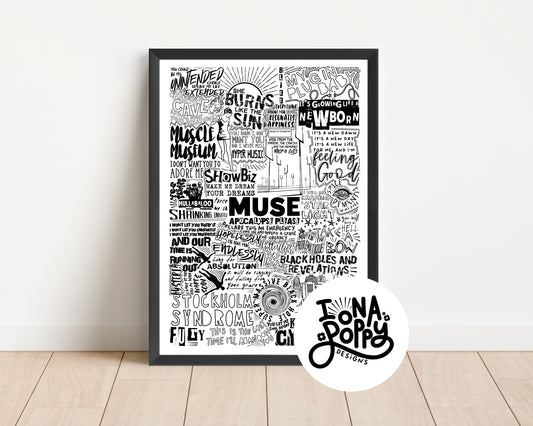 Muse - Greatest Hits Lyric Print Part One