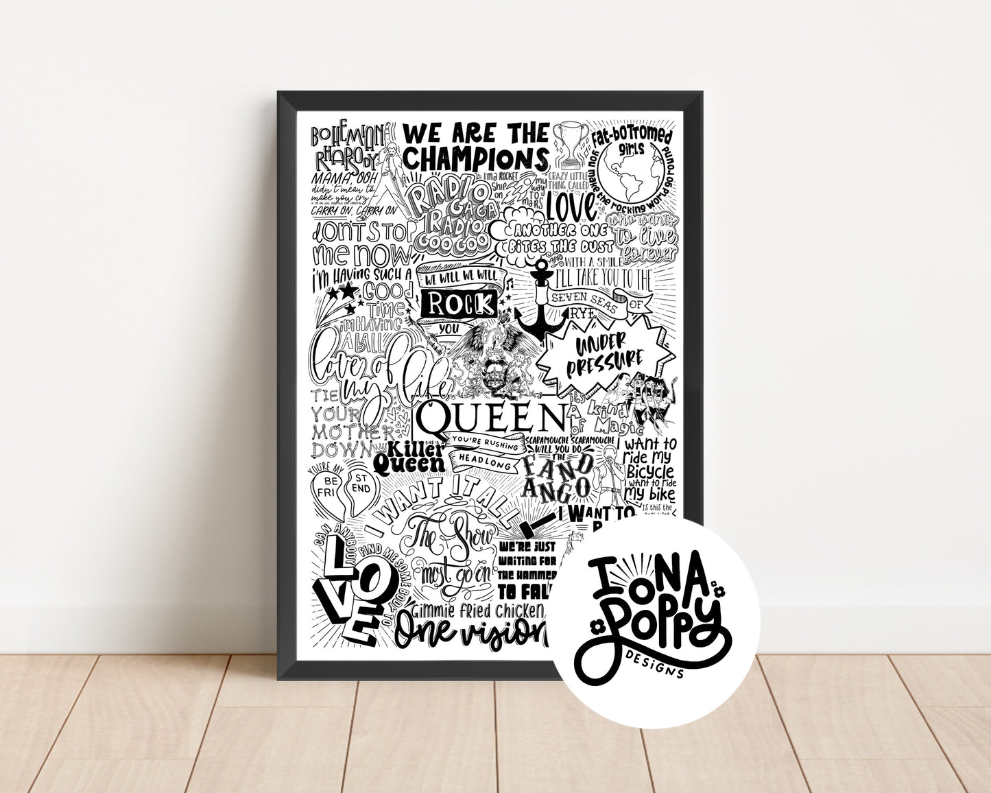 Queen - Greatest Hits Lyric Print