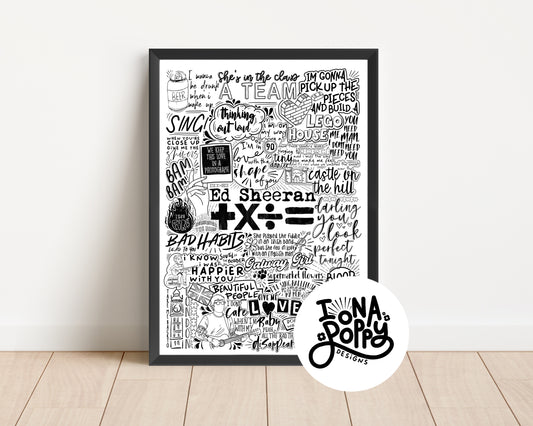 Ed Sheeran - Greatest Hits Lyric Print