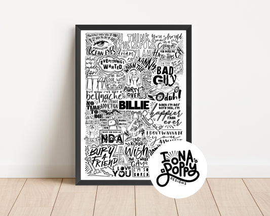 Billie Eilish - Greatest Hits Lyric Print