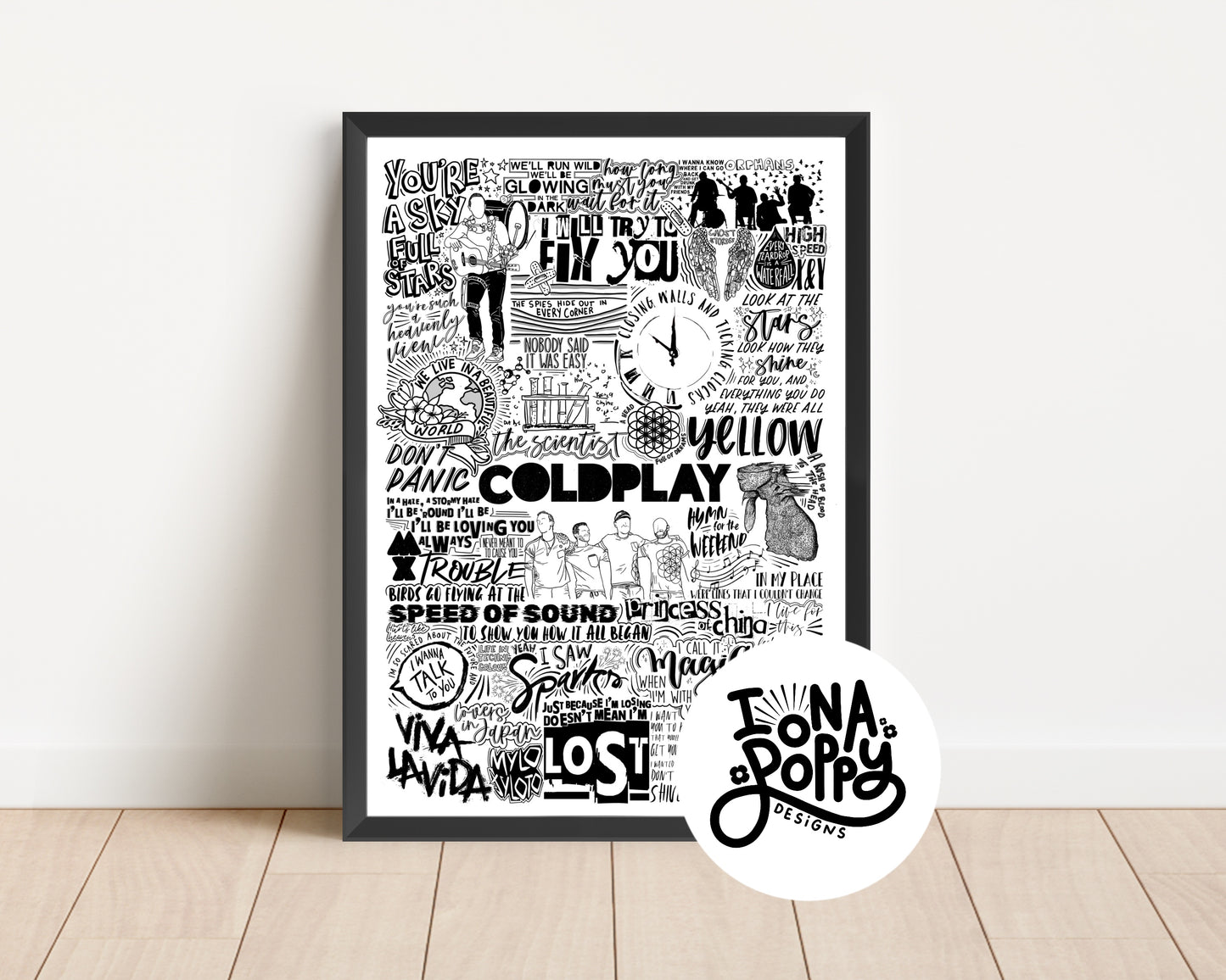 Coldplay - Greatest Hits Lyric Print