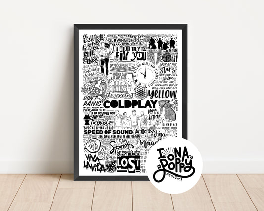 Coldplay - Greatest Hits Lyric Print