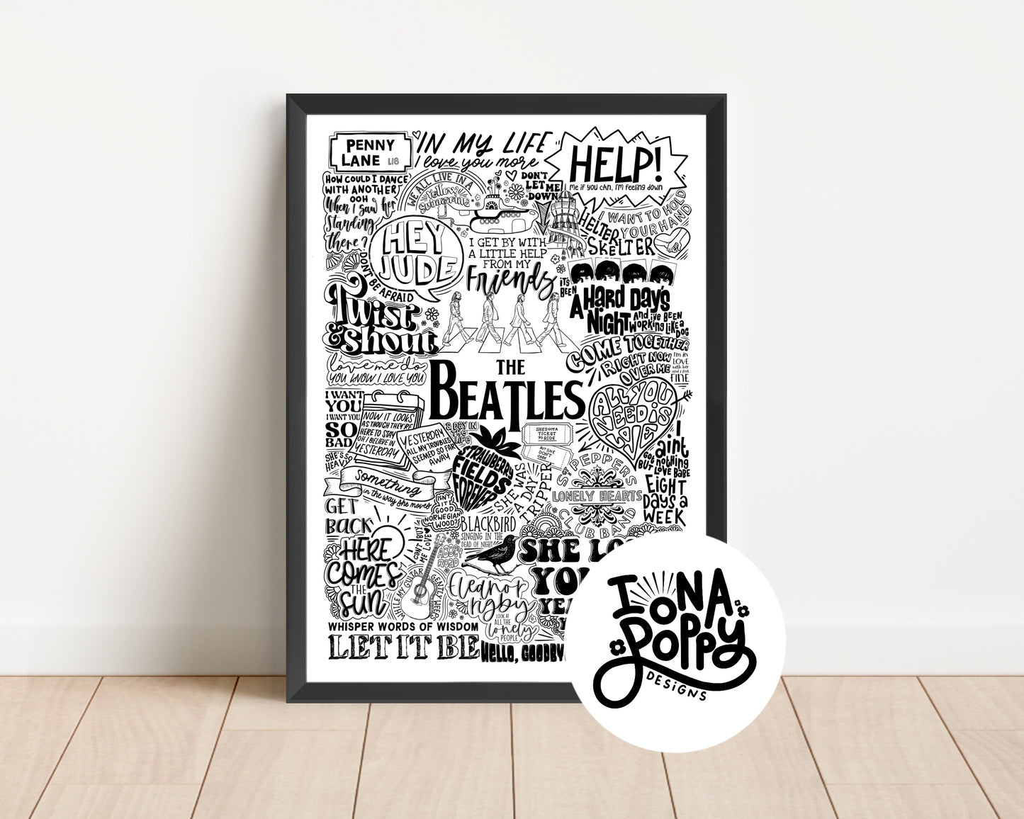 The Beatles - Greatest Hits Lyric Print