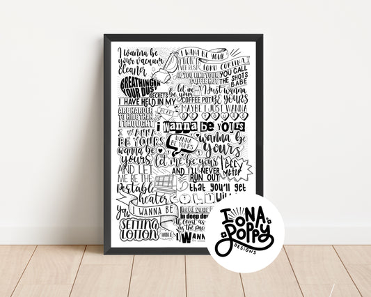 Arctic Monkeys - Wanna Be Yours Lyric Print