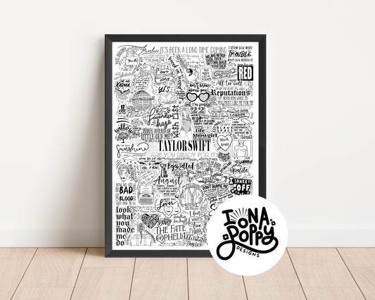 Taylor Swift - Greatest Hits Lyric Print